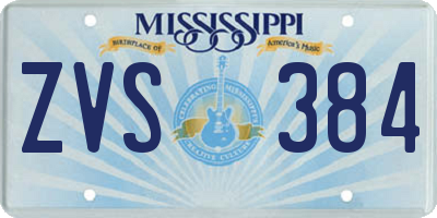 MS license plate ZVS384