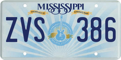 MS license plate ZVS386