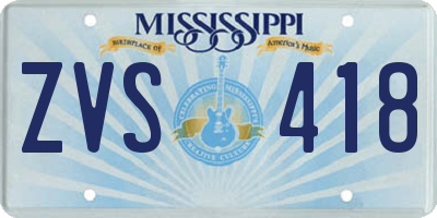 MS license plate ZVS418