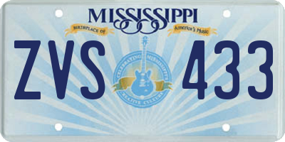 MS license plate ZVS433