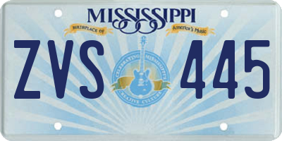 MS license plate ZVS445