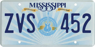 MS license plate ZVS452