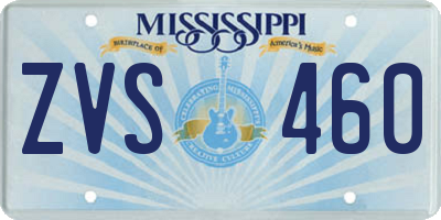 MS license plate ZVS460