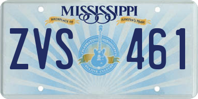 MS license plate ZVS461