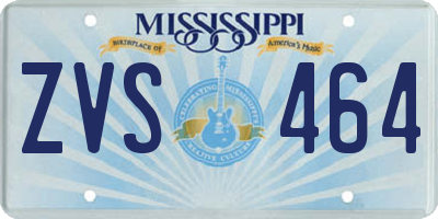 MS license plate ZVS464