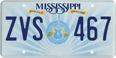 MS license plate ZVS467