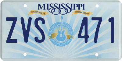 MS license plate ZVS471