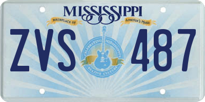MS license plate ZVS487