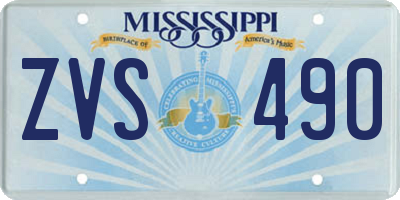 MS license plate ZVS490