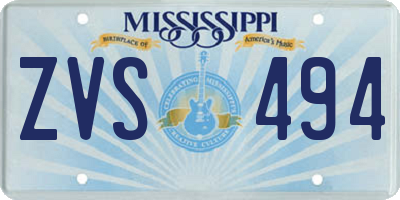 MS license plate ZVS494