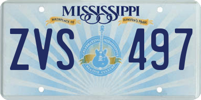 MS license plate ZVS497