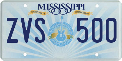 MS license plate ZVS500