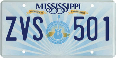 MS license plate ZVS501