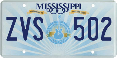 MS license plate ZVS502