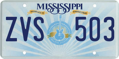 MS license plate ZVS503