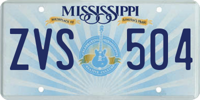 MS license plate ZVS504