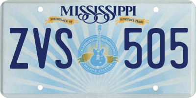 MS license plate ZVS505