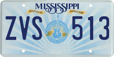 MS license plate ZVS513