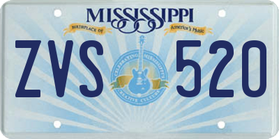 MS license plate ZVS520
