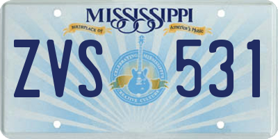 MS license plate ZVS531