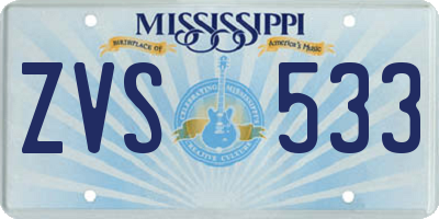 MS license plate ZVS533