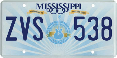 MS license plate ZVS538