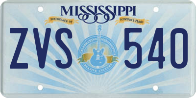 MS license plate ZVS540