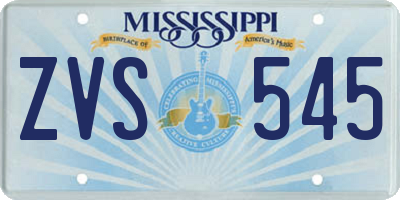 MS license plate ZVS545