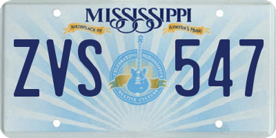 MS license plate ZVS547