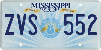 MS license plate ZVS552