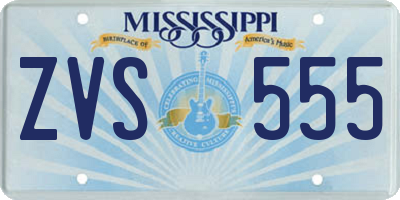 MS license plate ZVS555