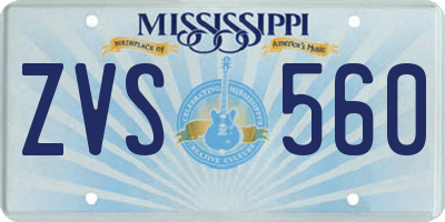 MS license plate ZVS560