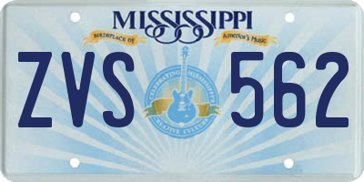 MS license plate ZVS562