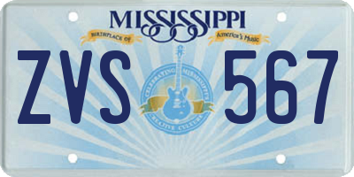 MS license plate ZVS567