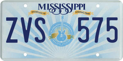 MS license plate ZVS575