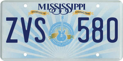 MS license plate ZVS580