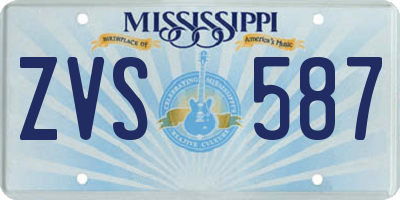 MS license plate ZVS587