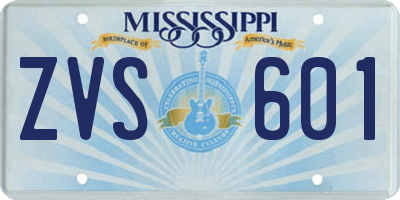 MS license plate ZVS601