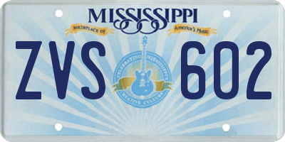 MS license plate ZVS602