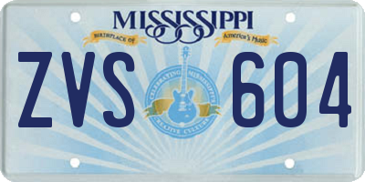 MS license plate ZVS604