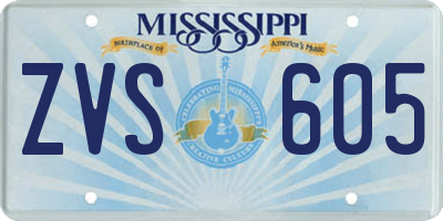 MS license plate ZVS605