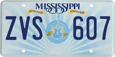 MS license plate ZVS607