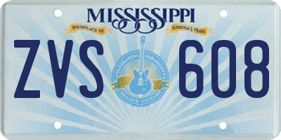 MS license plate ZVS608