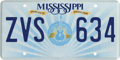 MS license plate ZVS634