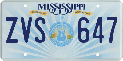 MS license plate ZVS647