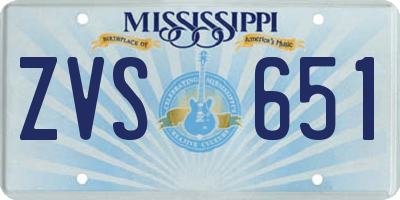 MS license plate ZVS651