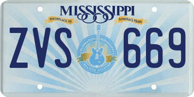 MS license plate ZVS669