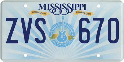 MS license plate ZVS670
