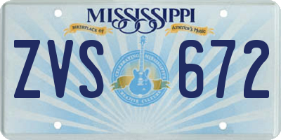 MS license plate ZVS672