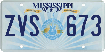MS license plate ZVS673